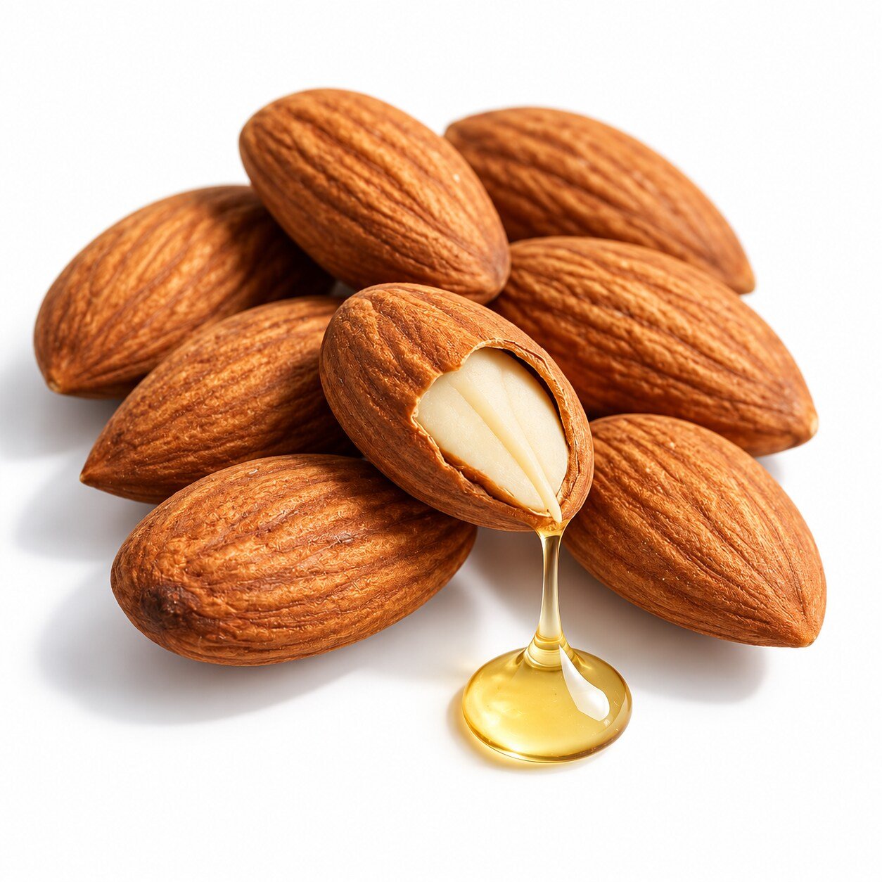 Almonds with a drop of almond oil